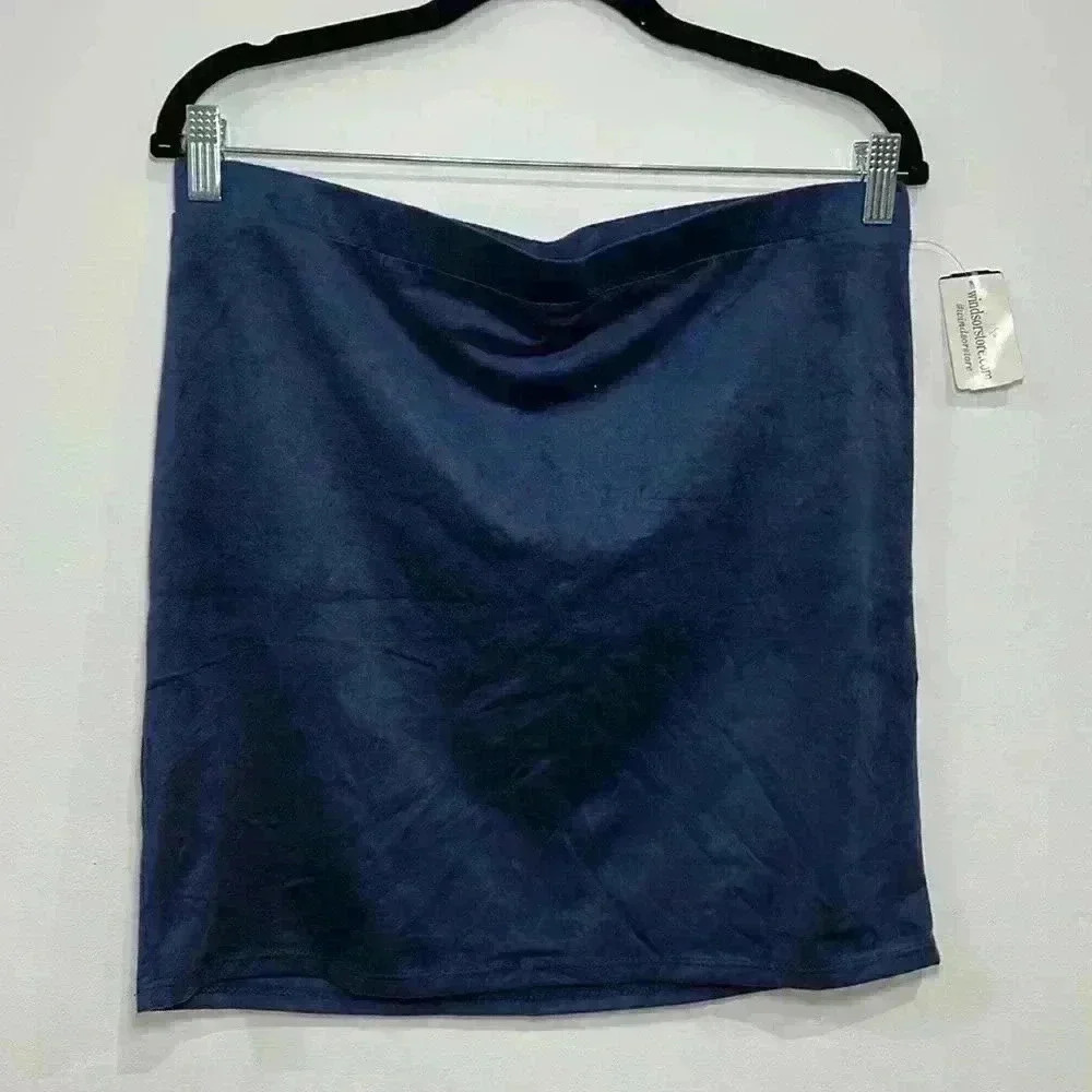 Plain blue mini skirt
